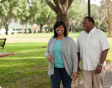 Man and woman being active outdoors