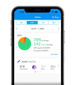 Mobile device with Glooko app displayed