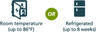 Room temperature or refrigerated after use up to 8 weeks